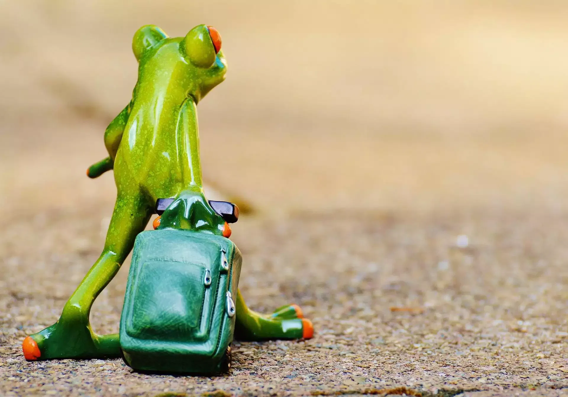 Froschfigur mit Koffer